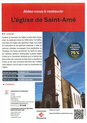 Restauration de l'église de Saint-Amé
