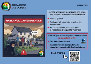 GENDARMERIE - RECRUDESCENCE DE CAMBRIOLAGES