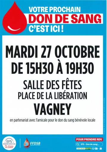DON DE SANG à VAGNEY