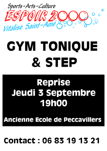 GYM TONIQUE & STEP - Reprise le jeudi 3 septembre 2026
