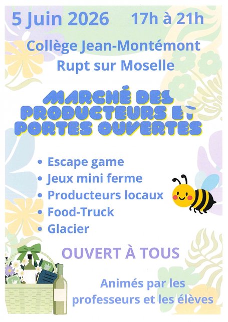 Marché des producteurs et portes ouvertes - Collège Jean-Montémont à Rupt/Moselle